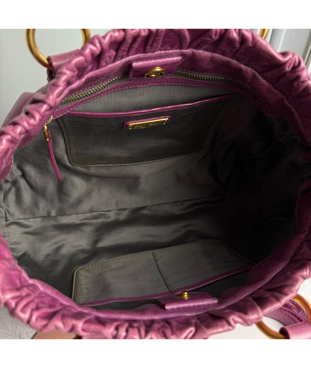 MIU MIU Розовая кожаная сумка с короткими ручками, фото 5