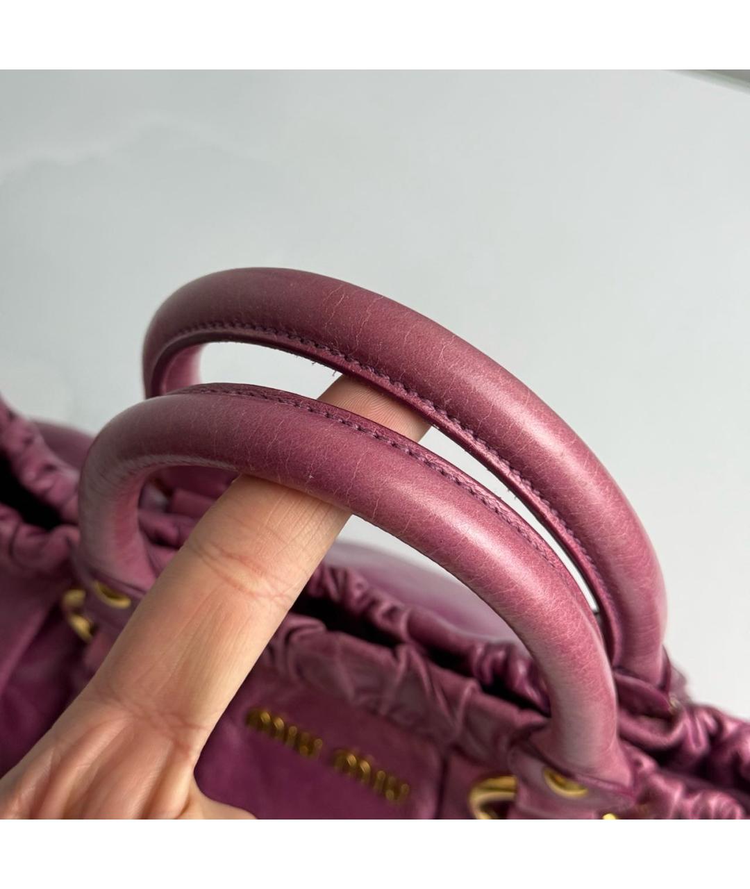 MIU MIU Розовая кожаная сумка с короткими ручками, фото 6