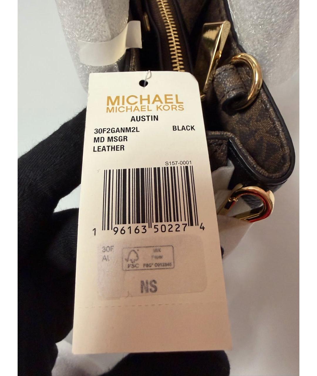 MICHAEL KORS Черная кожаная сумка с короткими ручками, фото 5