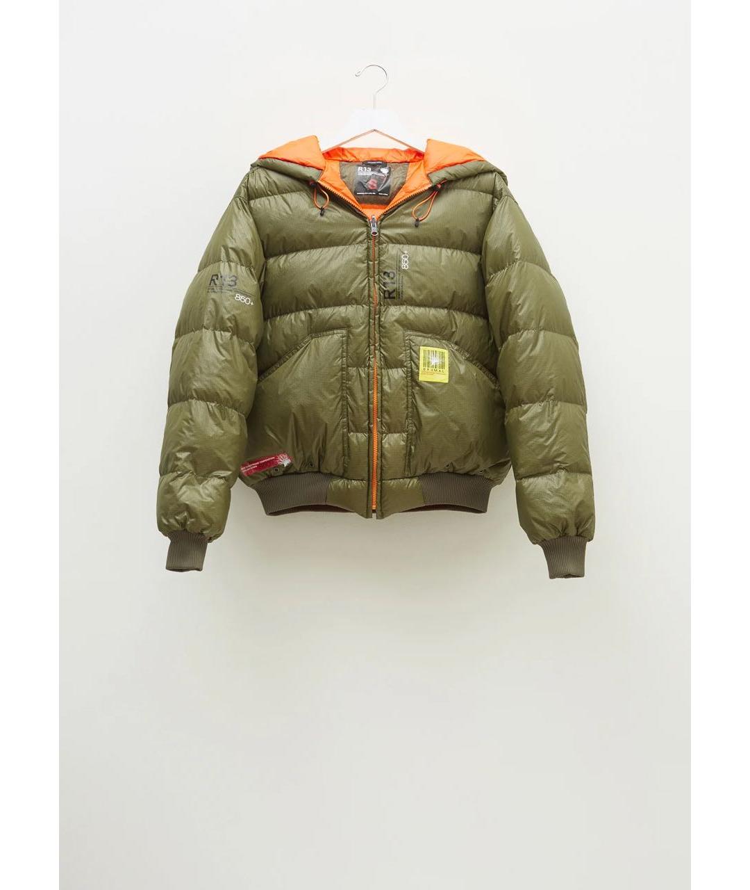 R13 Хаки полиэстеровый пуховик, фото 9