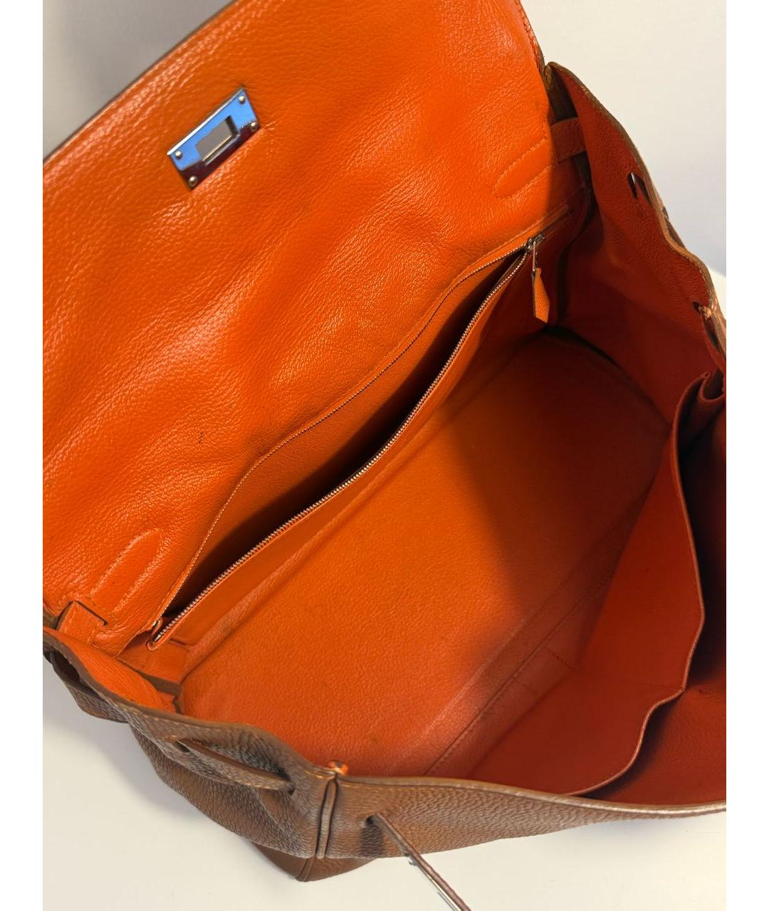 HERMES Коричневая кожаная сумка с короткими ручками, фото 4