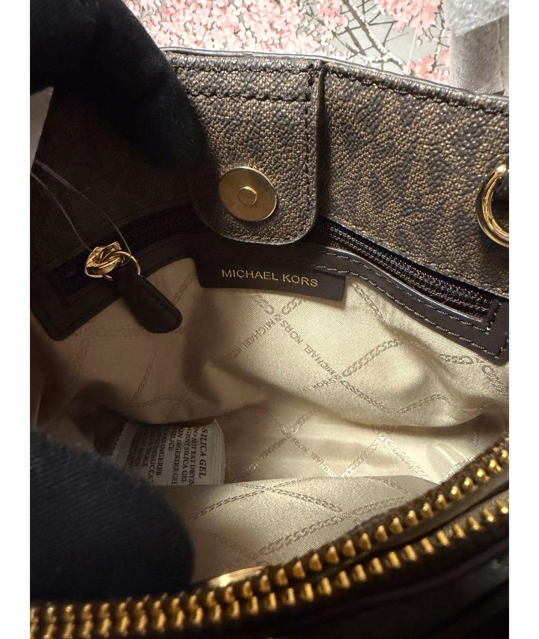 MICHAEL KORS Коричневая кожаная сумка с короткими ручками, фото 4