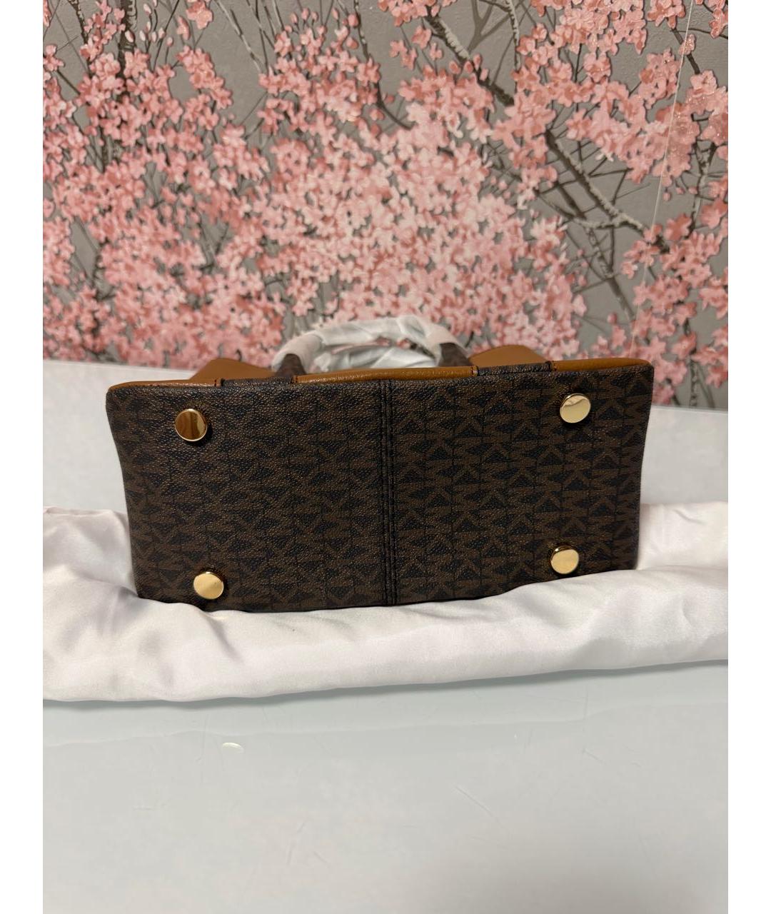 MICHAEL KORS Коричневая кожаная сумка с короткими ручками, фото 6