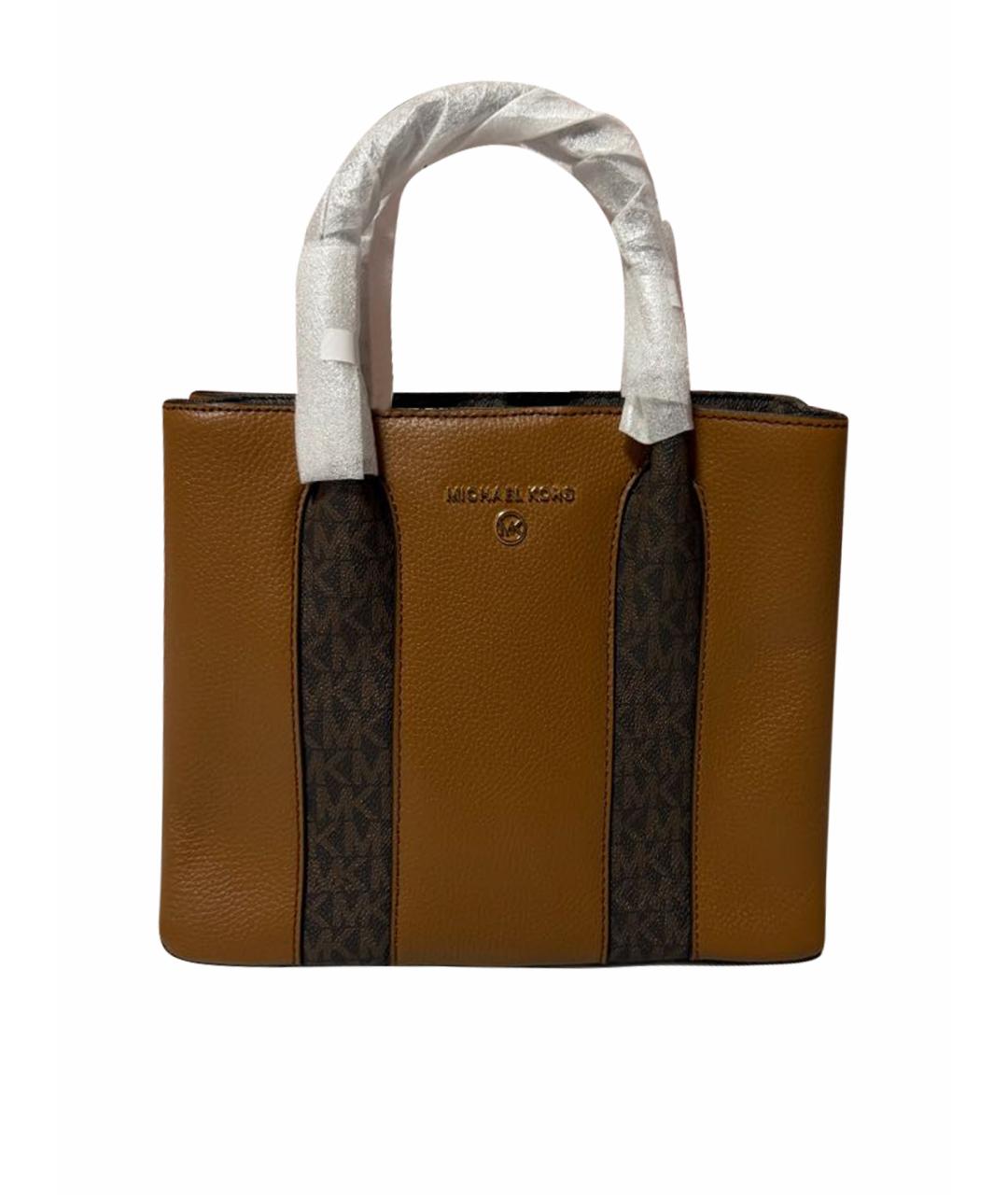 MICHAEL KORS Коричневая кожаная сумка с короткими ручками, фото 1