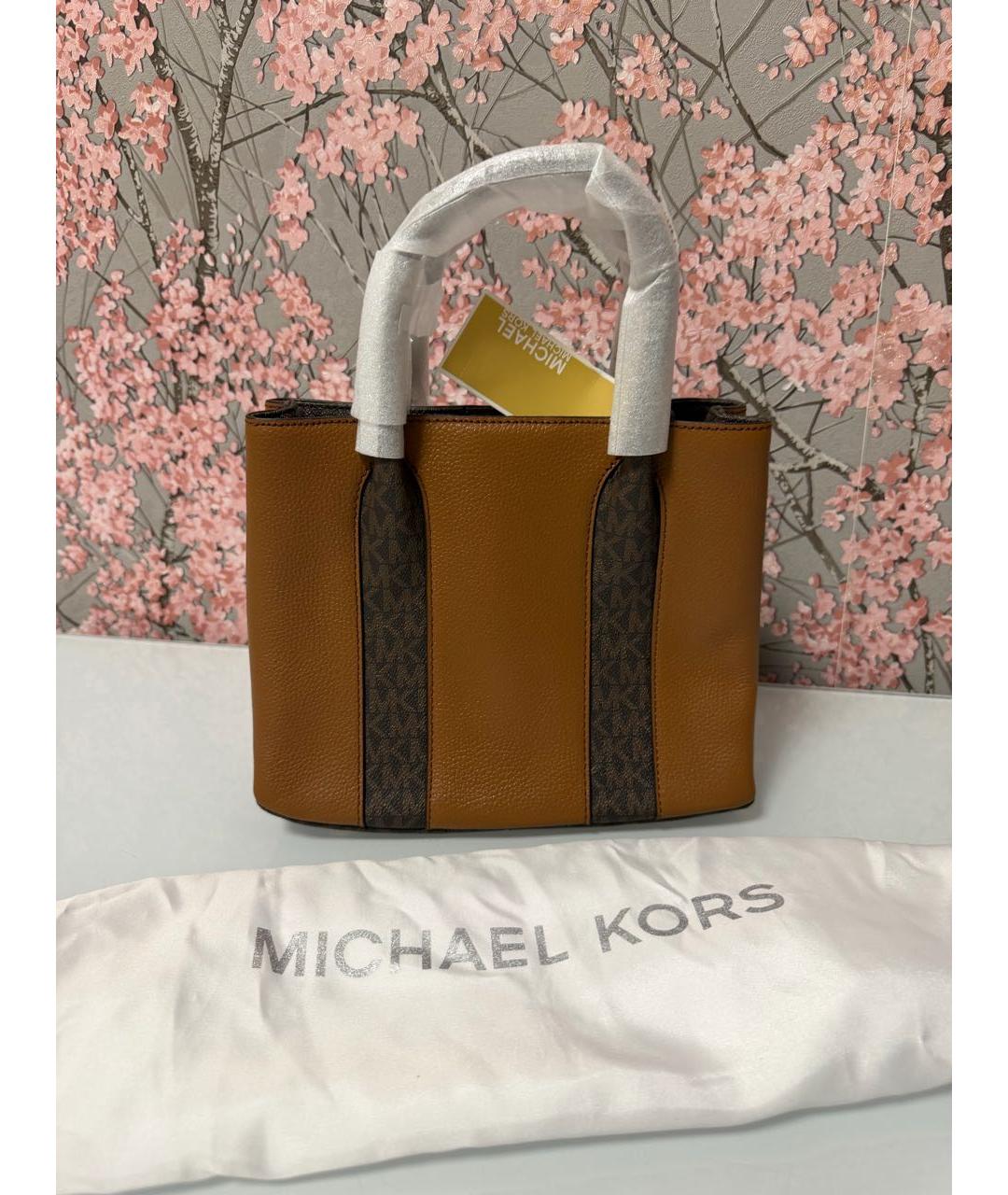 MICHAEL KORS Коричневая кожаная сумка с короткими ручками, фото 3