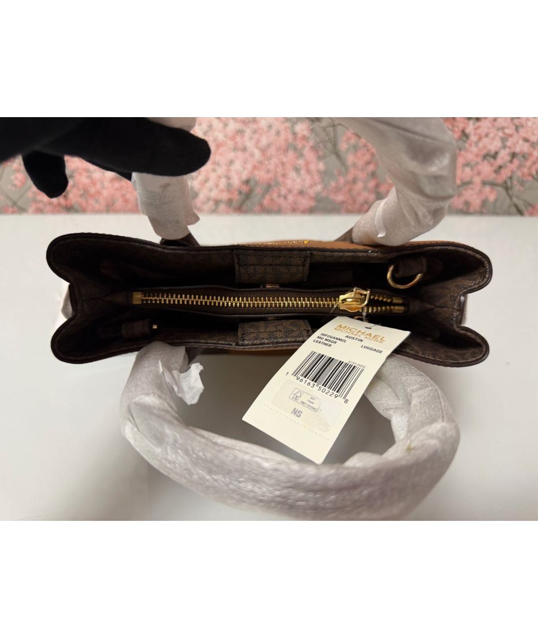 MICHAEL KORS Коричневая кожаная сумка с короткими ручками, фото 5