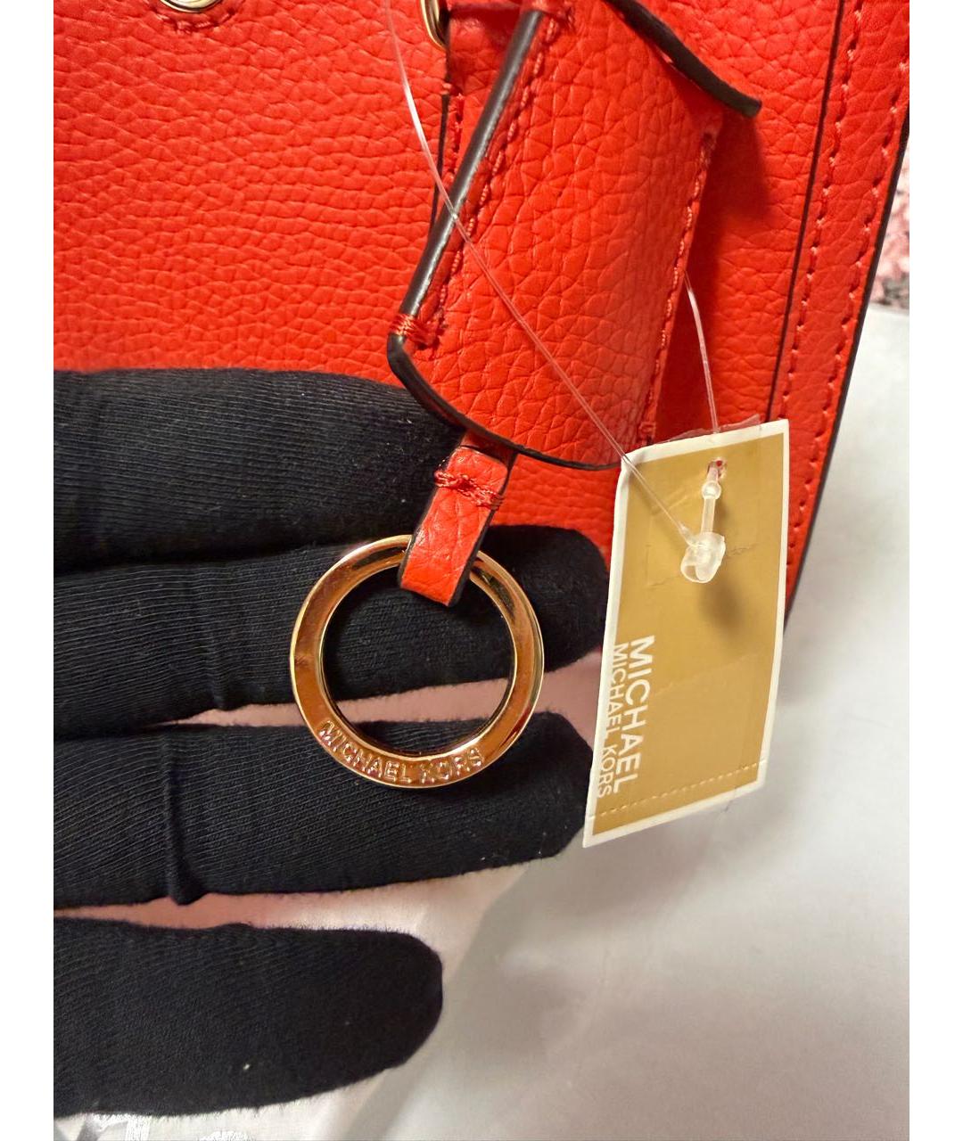 MICHAEL KORS Оранжевая кожаная сумка с короткими ручками, фото 3