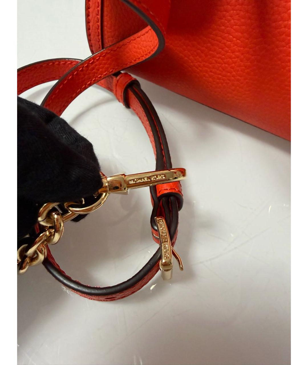 MICHAEL KORS Оранжевая кожаная сумка с короткими ручками, фото 7