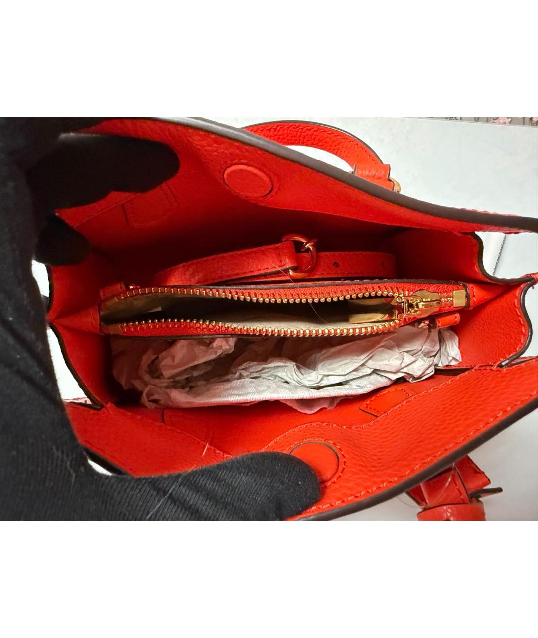 MICHAEL KORS Оранжевая кожаная сумка с короткими ручками, фото 4