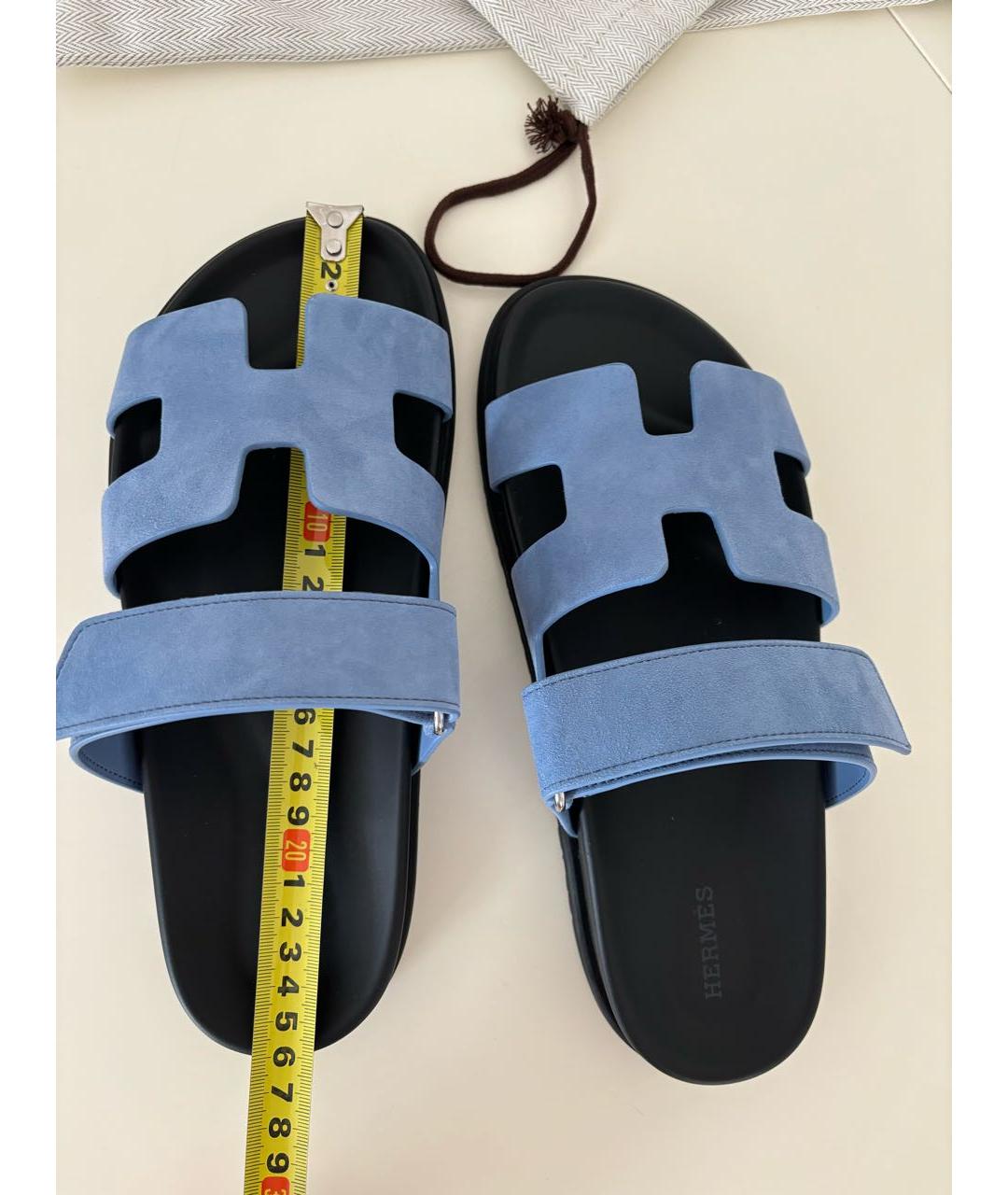 HERMES Синие замшевые шлепанцы, фото 5