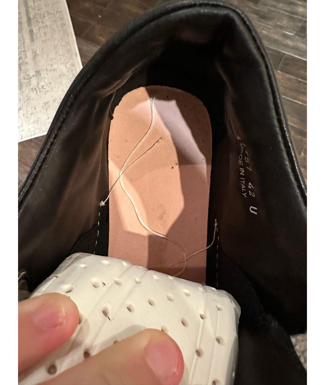 RICK OWENS Черные кожаные низкие кроссовки / кеды, фото 8