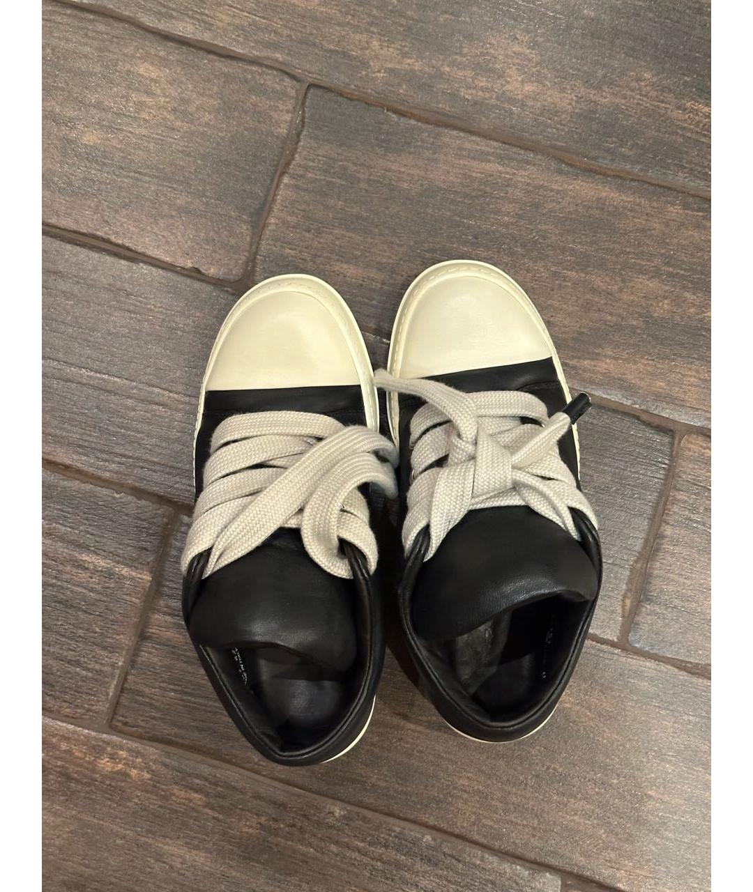 RICK OWENS Черные кожаные низкие кроссовки / кеды, фото 3