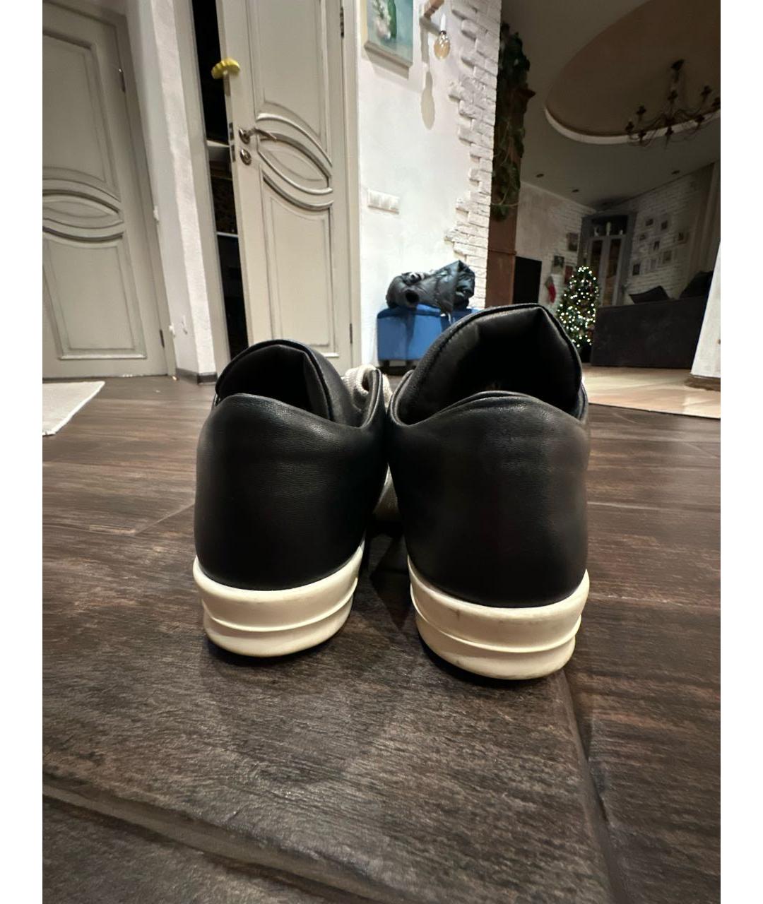 RICK OWENS Черные кожаные низкие кроссовки / кеды, фото 4