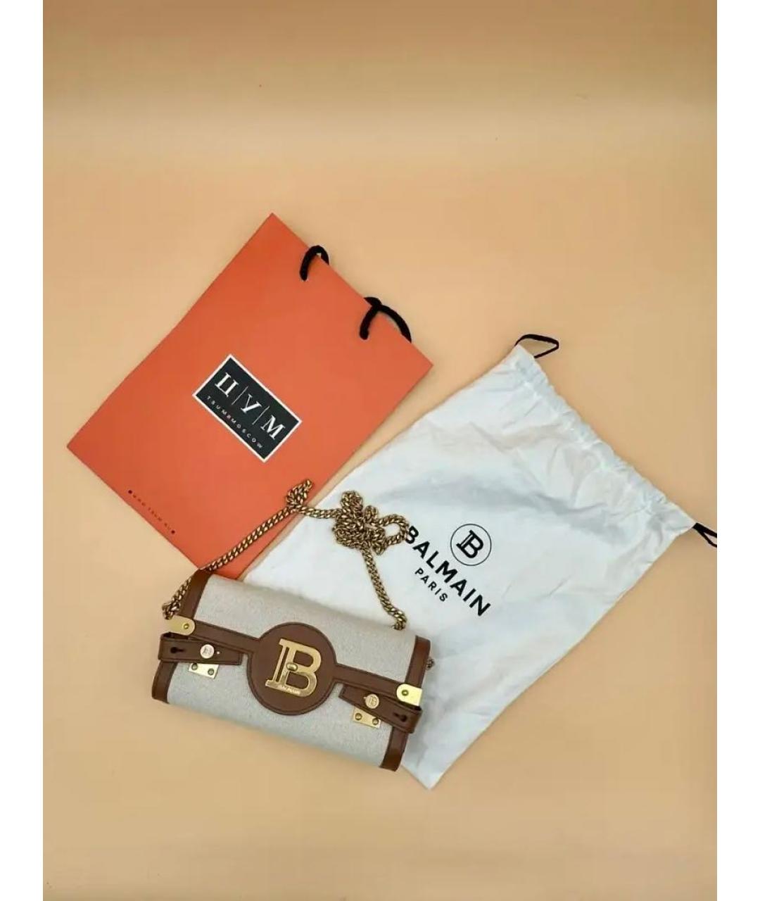 BALMAIN Коричневая кожаная сумка через плечо, фото 7