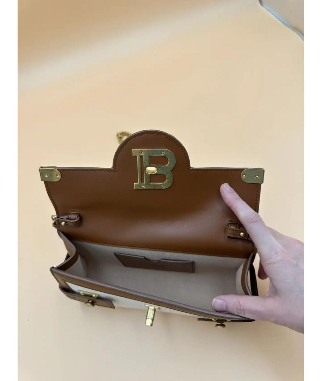 BALMAIN Коричневая кожаная сумка через плечо, фото 3