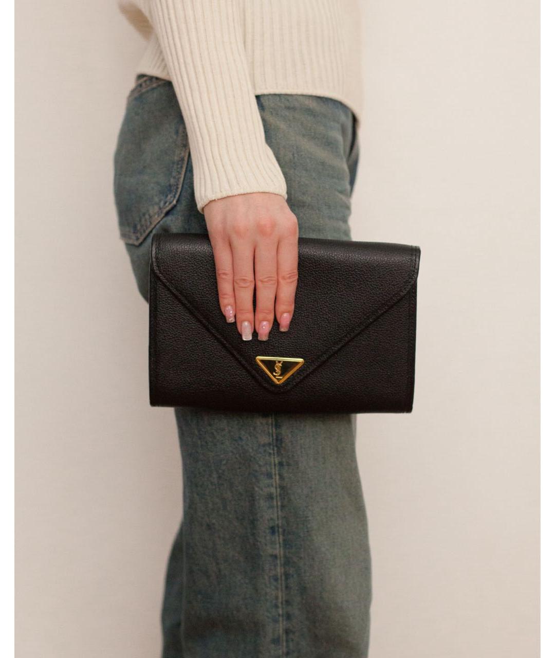 SAINT LAURENT Черная кожаная сумка через плечо, фото 5