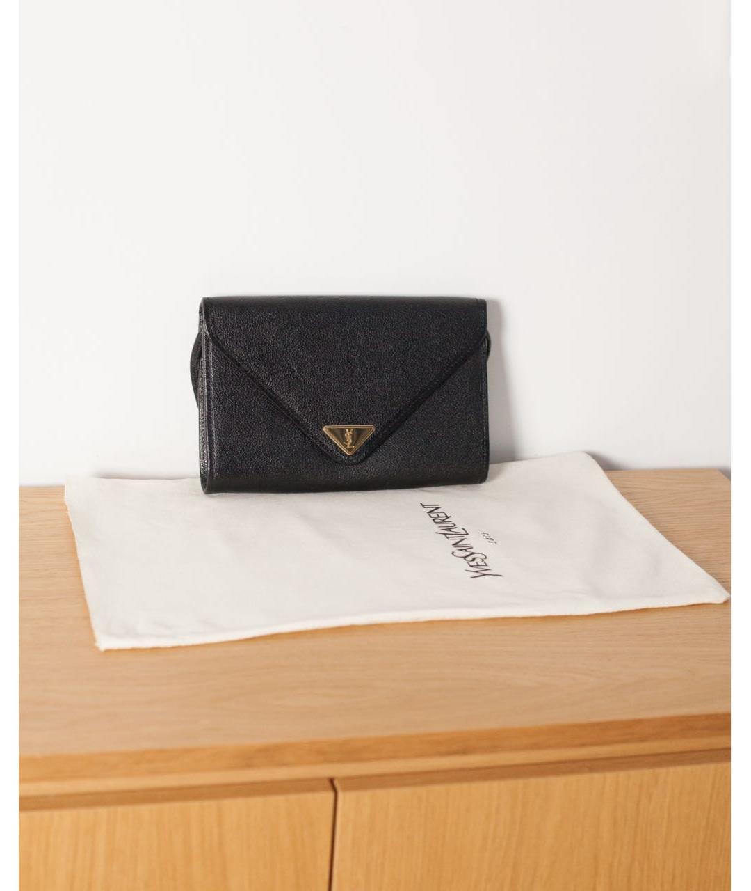 SAINT LAURENT Черная кожаная сумка через плечо, фото 2