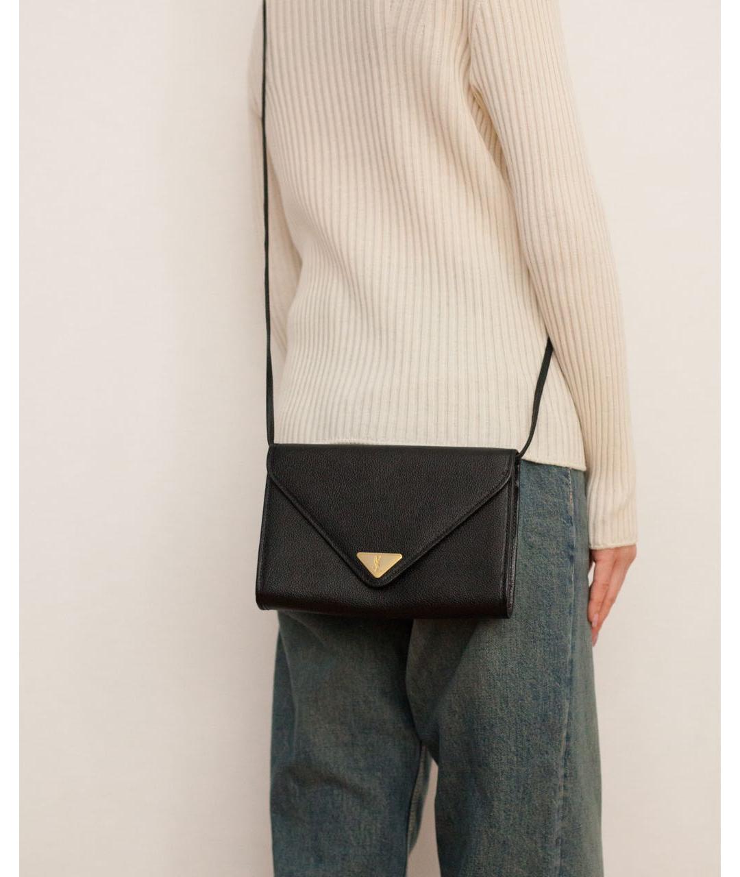 SAINT LAURENT Черная кожаная сумка через плечо, фото 3