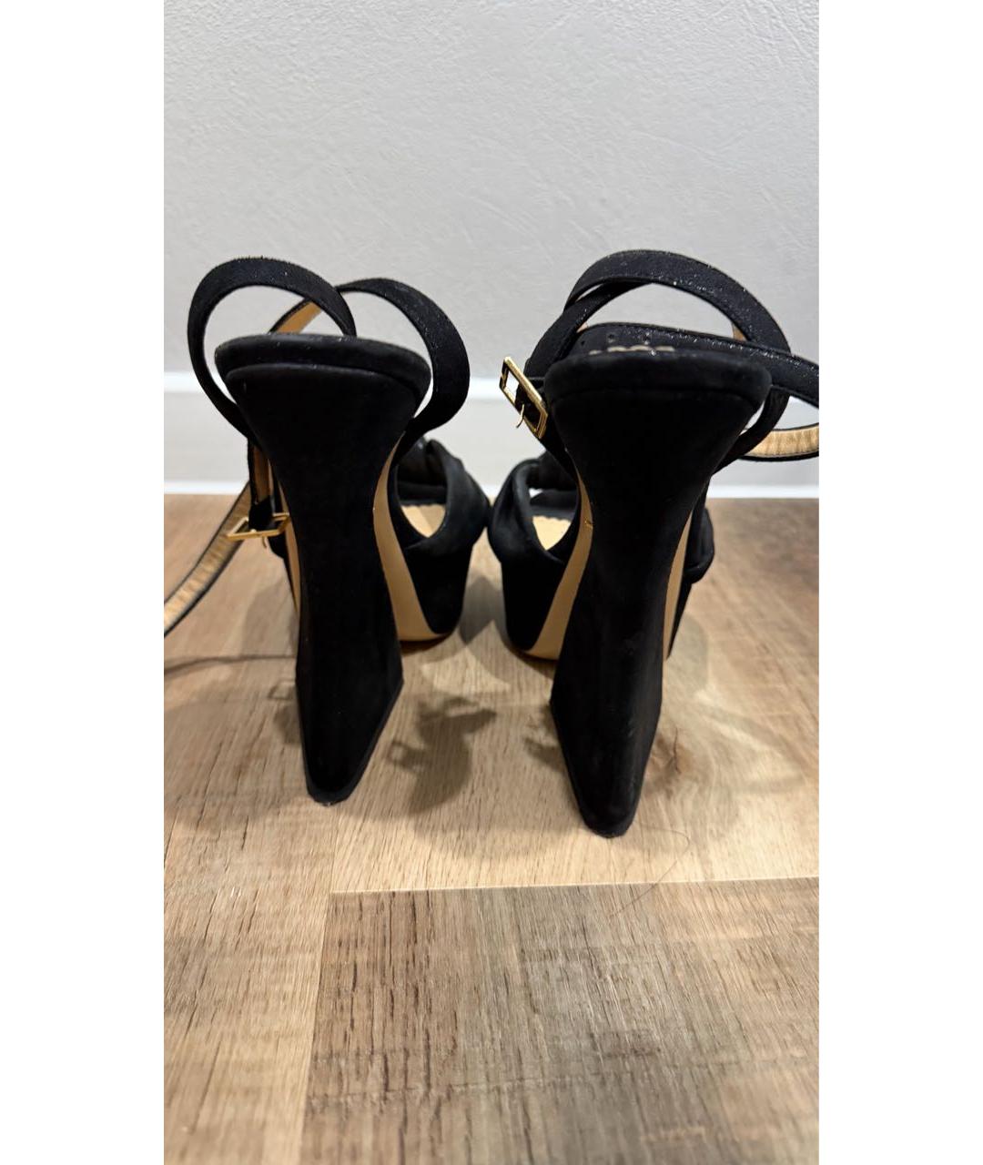 CHARLOTTE OLYMPIA Черные текстильные босоножки, фото 4