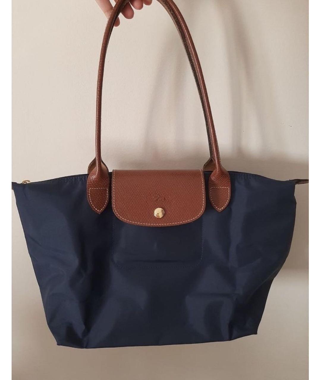 LONGCHAMP Темно-синяя тканевая сумка с короткими ручками, фото 6