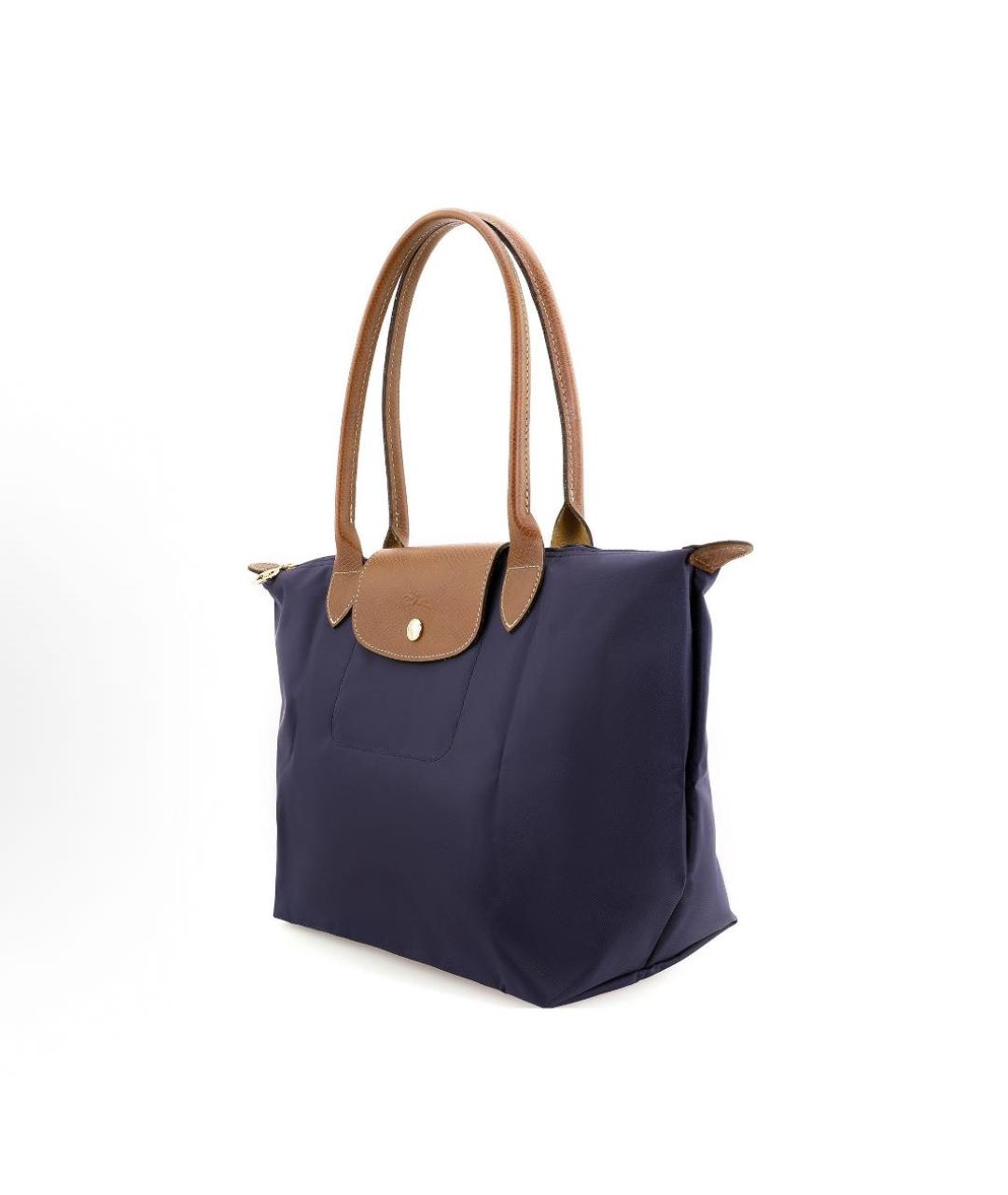 LONGCHAMP Темно-синяя тканевая сумка с короткими ручками, фото 4