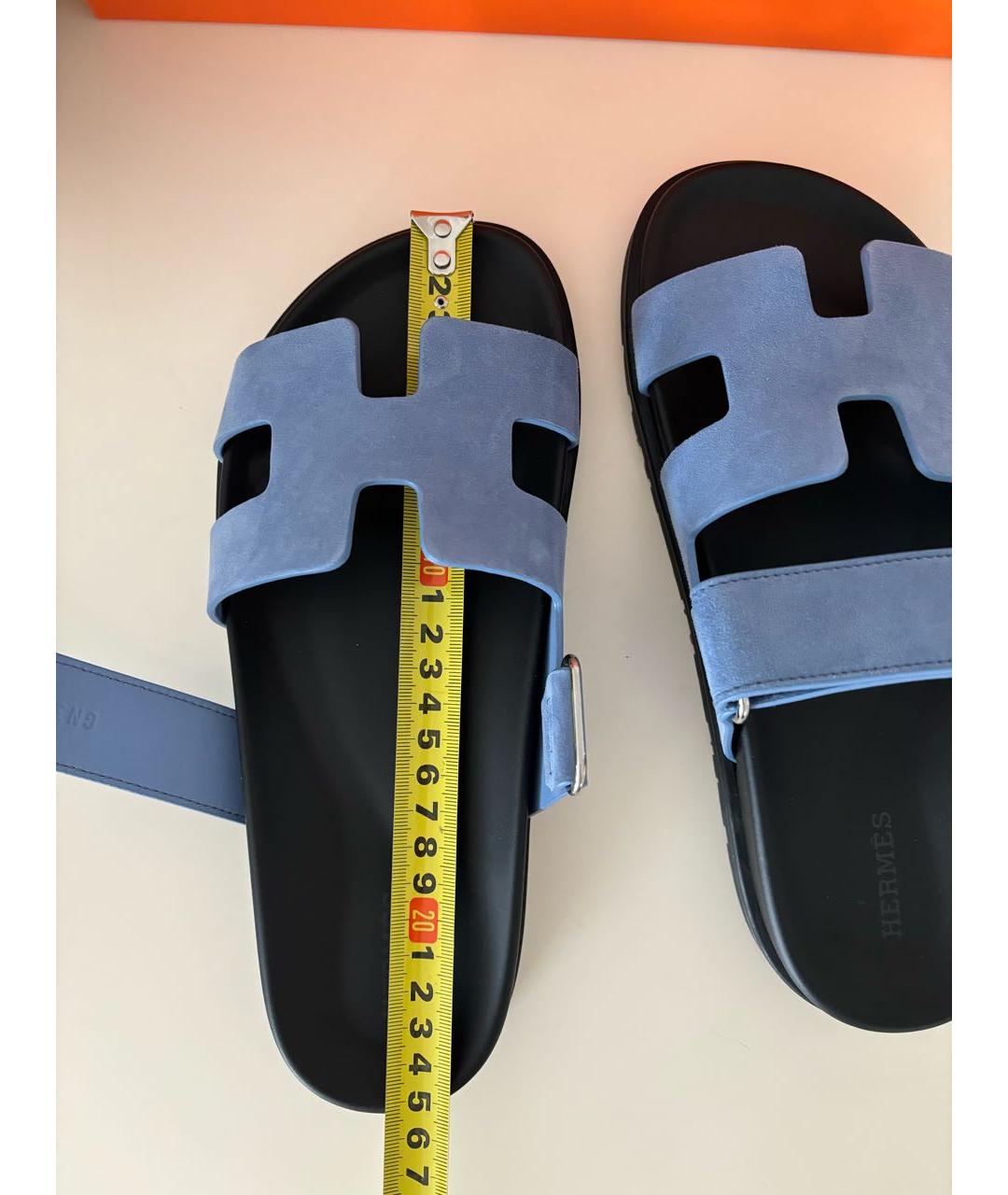 HERMES Синие замшевые шлепанцы, фото 5