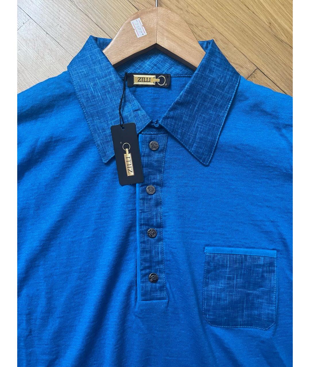 ZILLI Бирюзовое хлопковое поло с коротким рукавом, фото 2