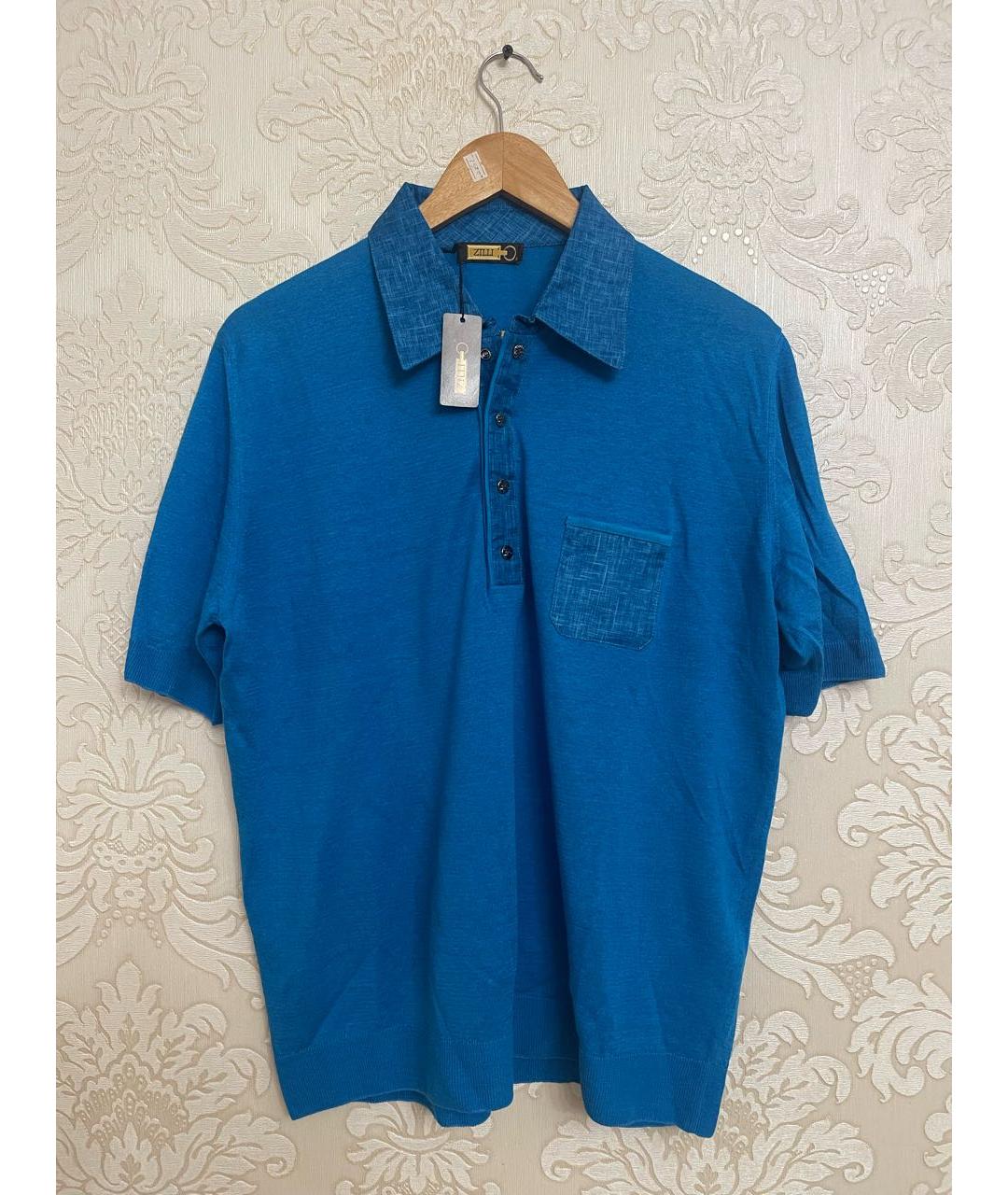 ZILLI Бирюзовое хлопковое поло с коротким рукавом, фото 3