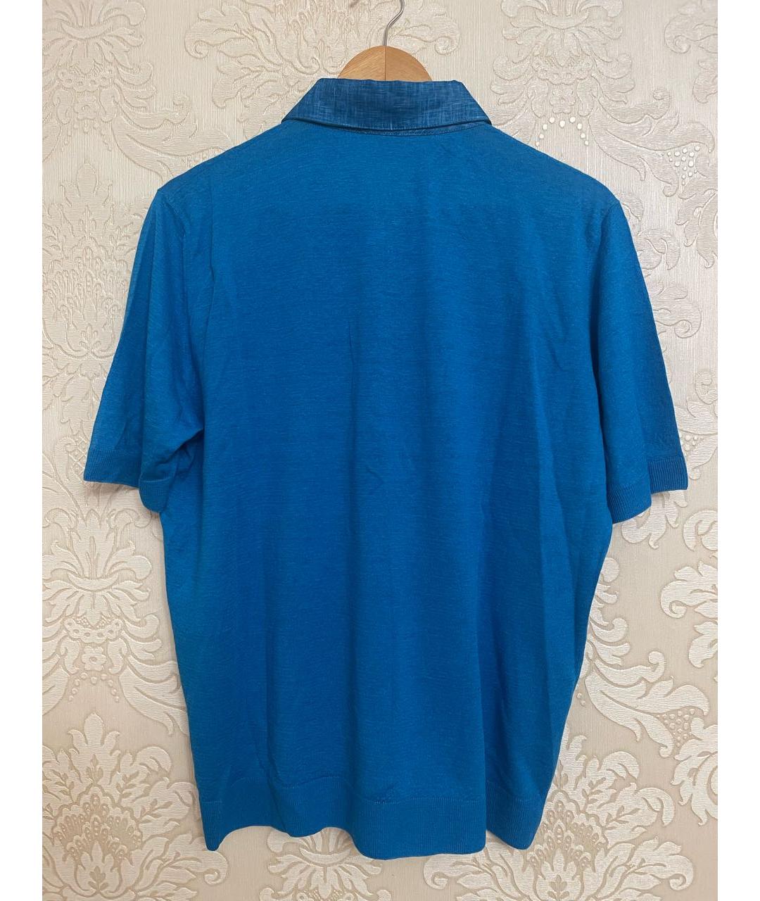ZILLI Бирюзовое хлопковое поло с коротким рукавом, фото 4