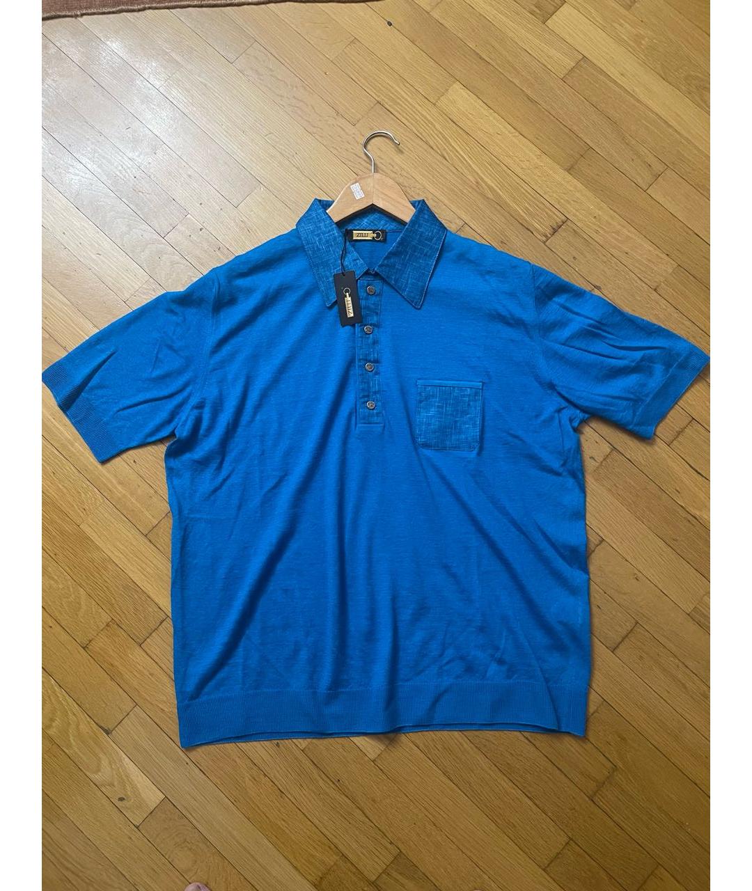 ZILLI Бирюзовое хлопковое поло с коротким рукавом, фото 8
