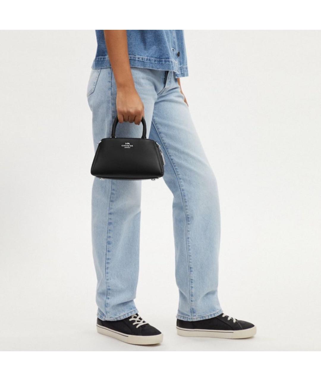 COACH Черная кожаная сумка через плечо, фото 5