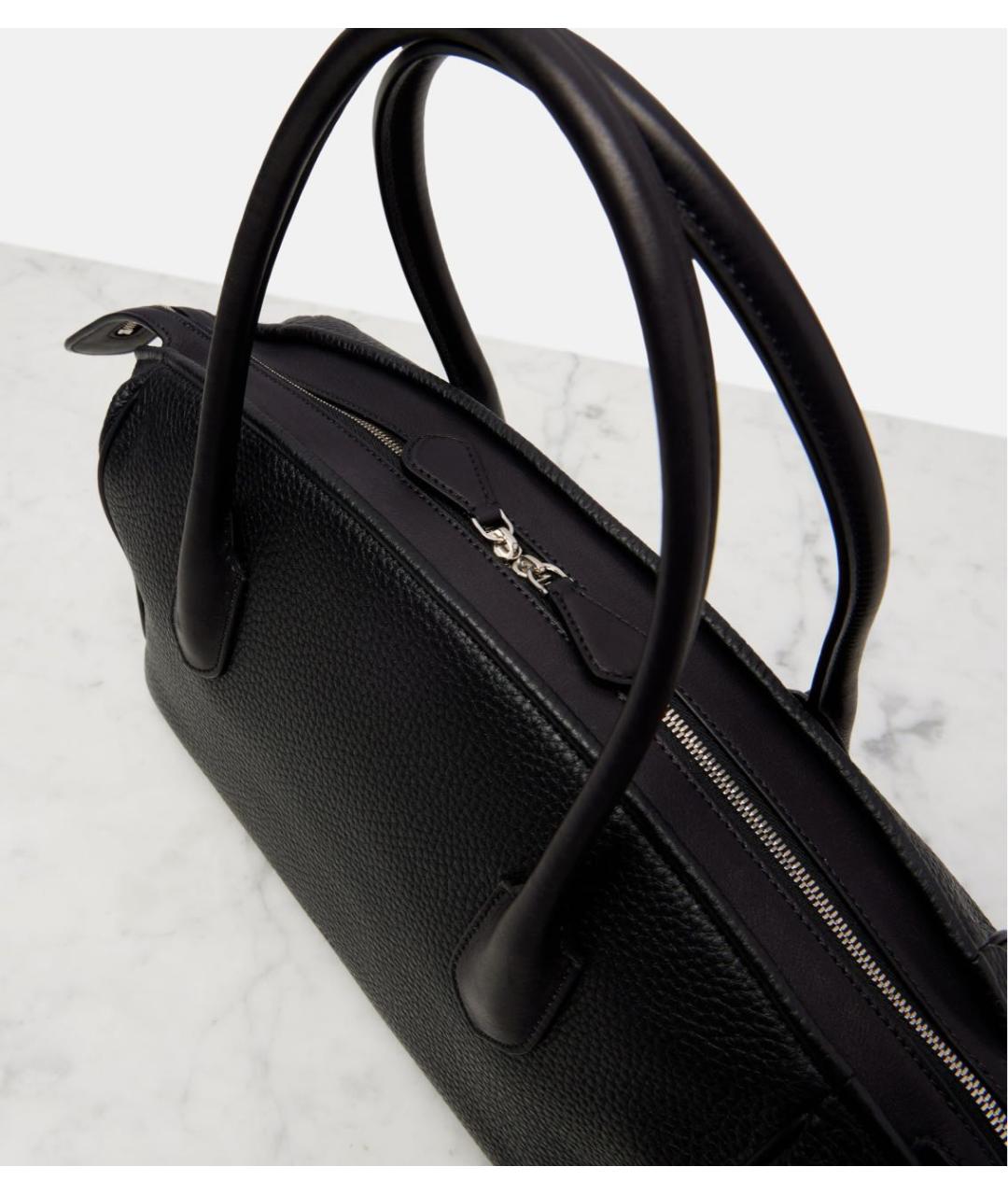 THE ROW Черная кожаная сумка с короткими ручками, фото 4