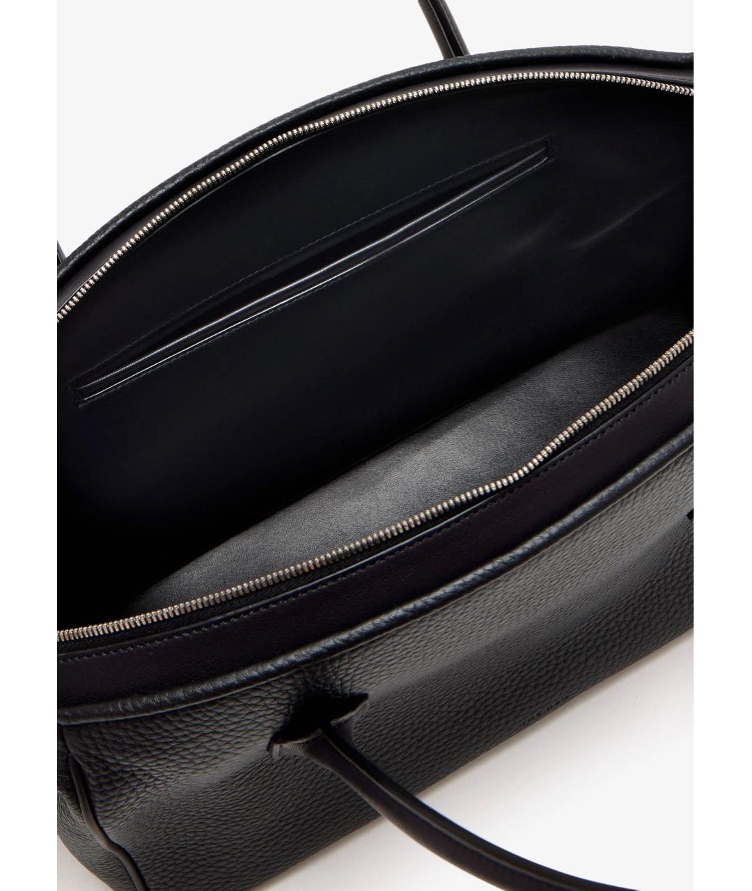 THE ROW Черная кожаная сумка с короткими ручками, фото 5