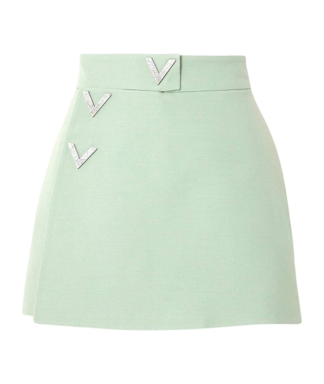 VALENTINO Зеленая хлопковая юбка мини, фото 1