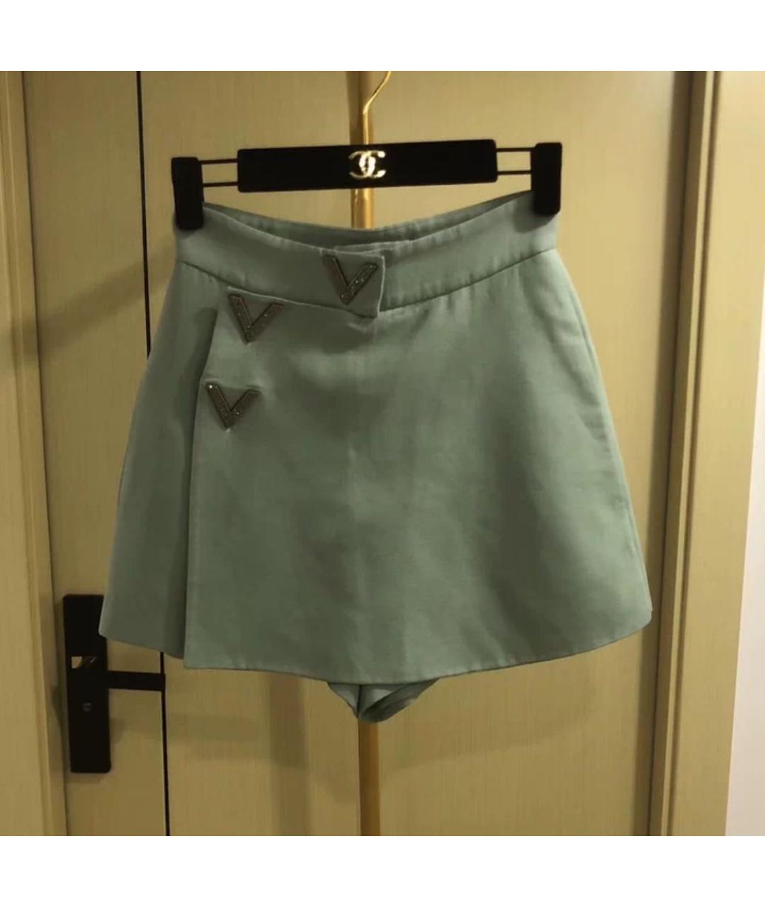 VALENTINO Зеленая хлопковая юбка мини, фото 3