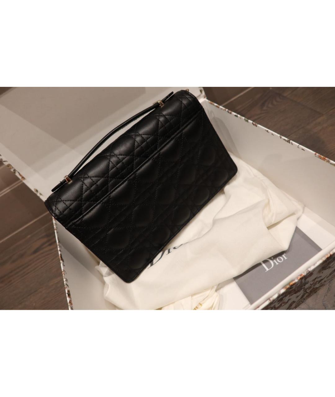 CHRISTIAN DIOR Черная кожаная сумка через плечо, фото 7