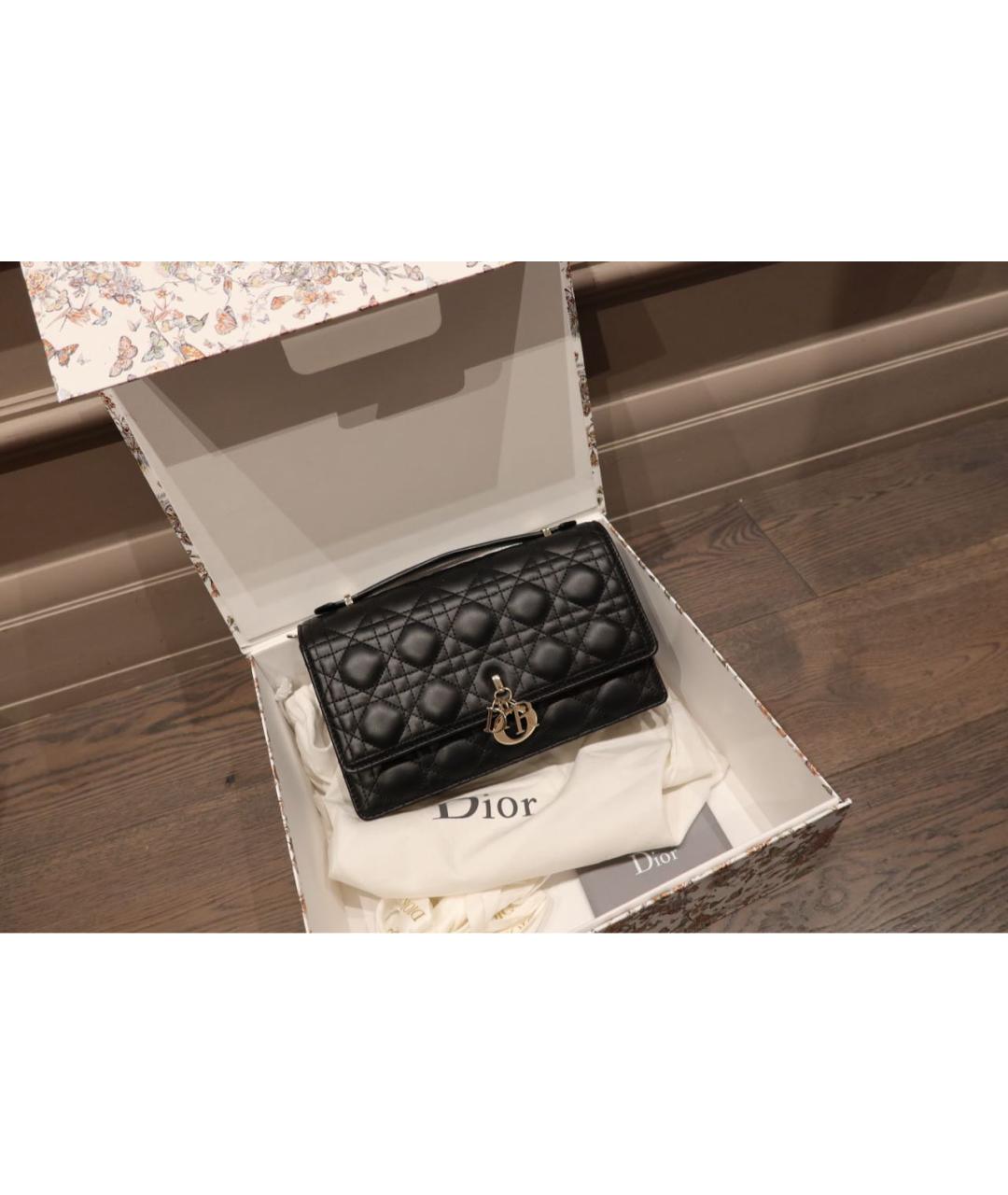 CHRISTIAN DIOR Черная кожаная сумка через плечо, фото 5