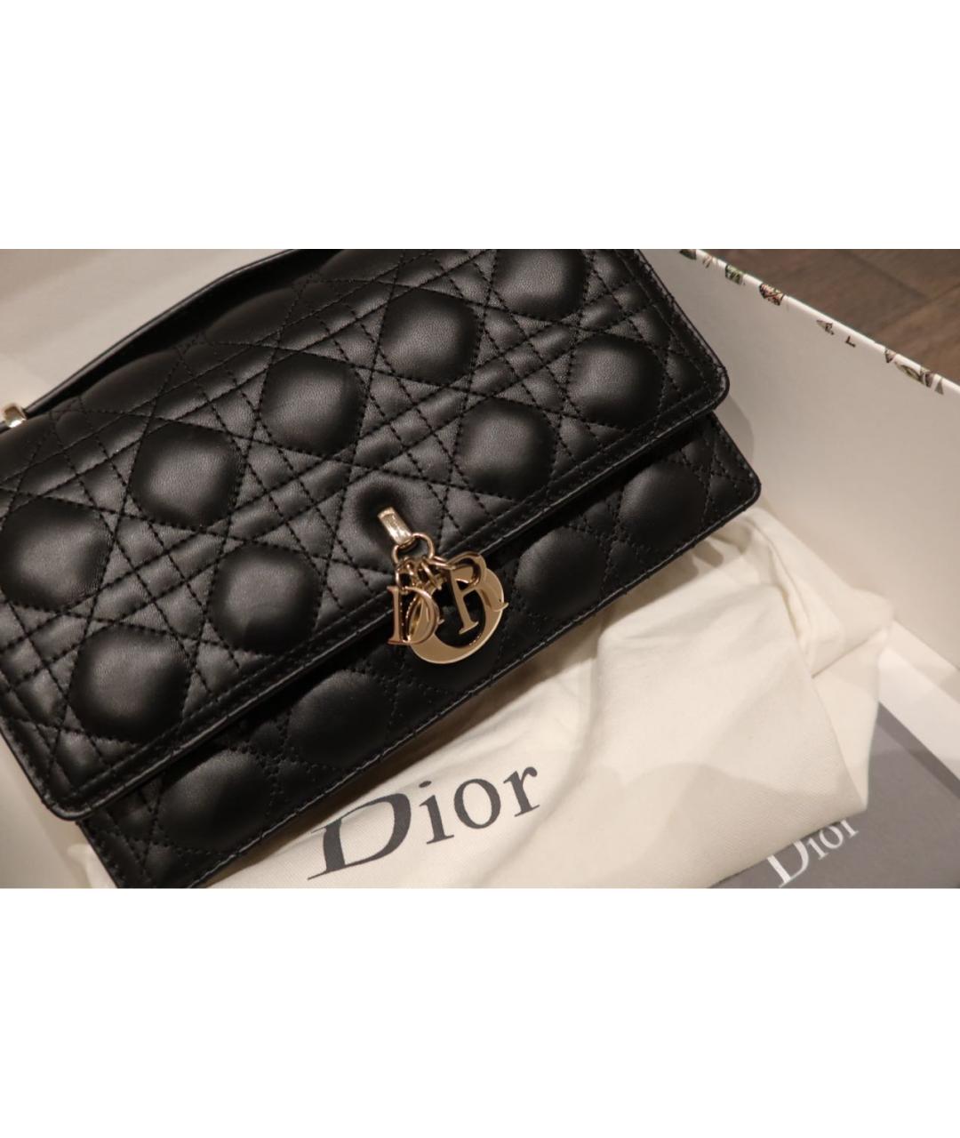 CHRISTIAN DIOR Черная кожаная сумка через плечо, фото 6