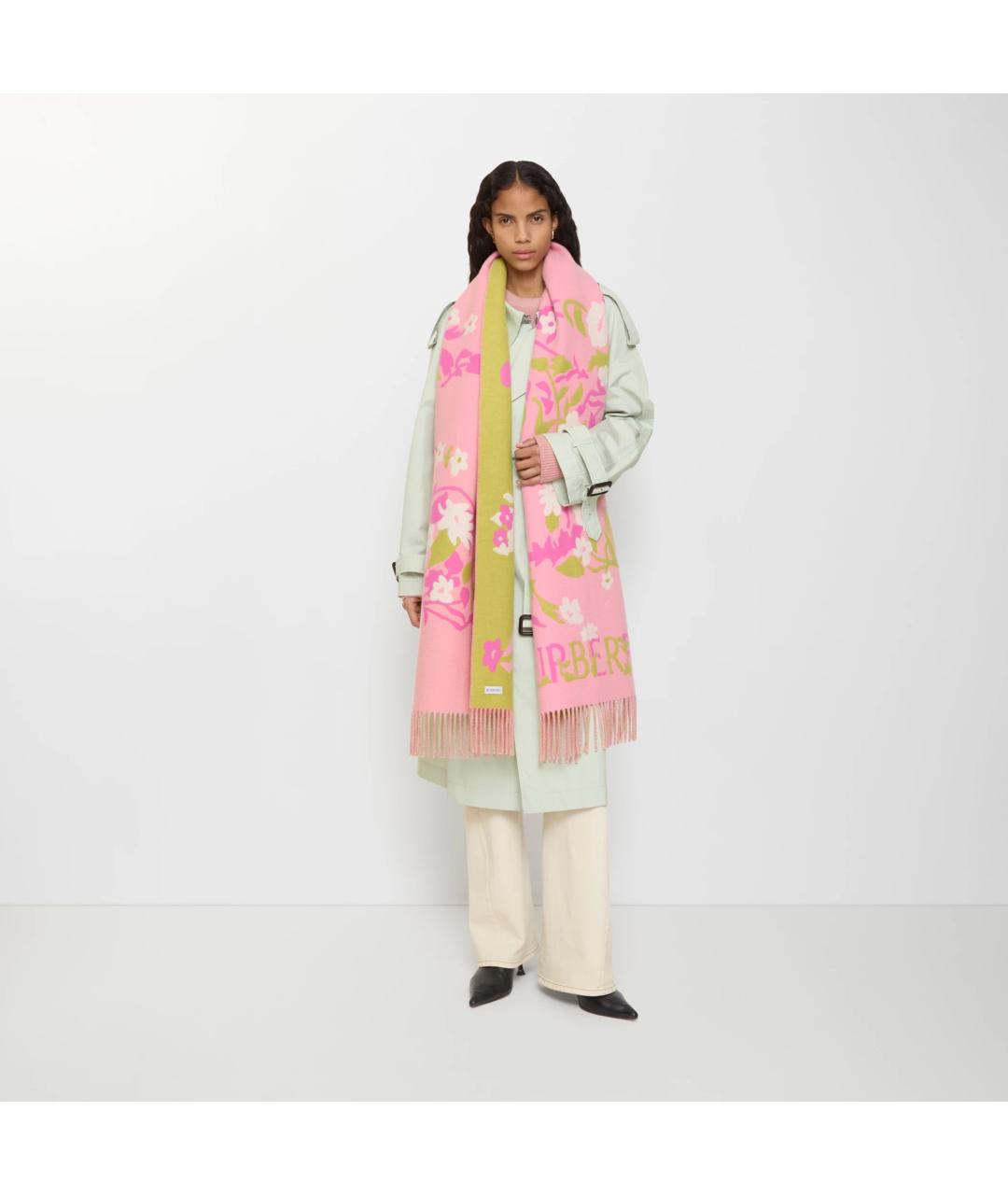 BURBERRY Розовый кашемировый шарф, фото 3