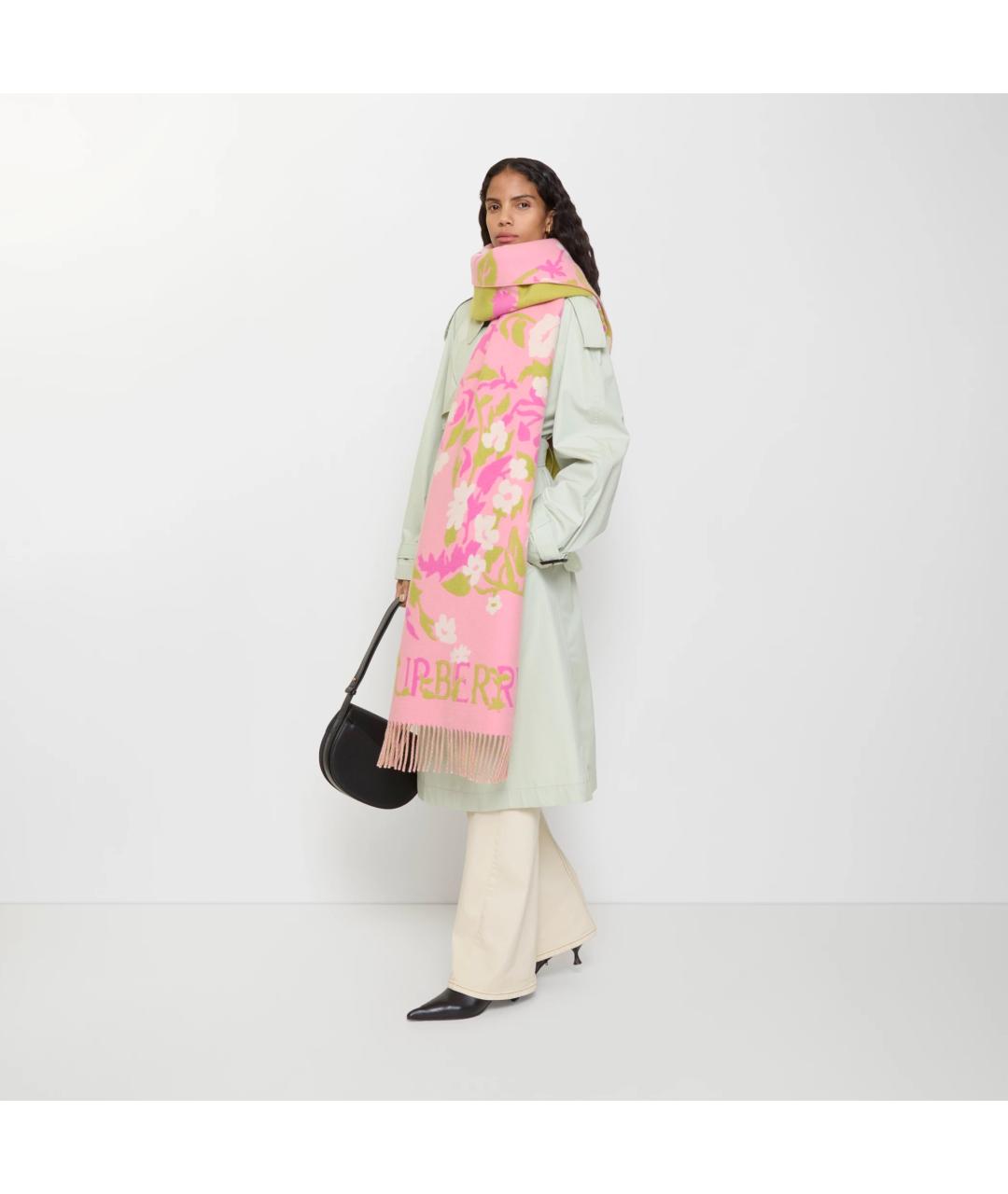 BURBERRY Розовый кашемировый шарф, фото 2