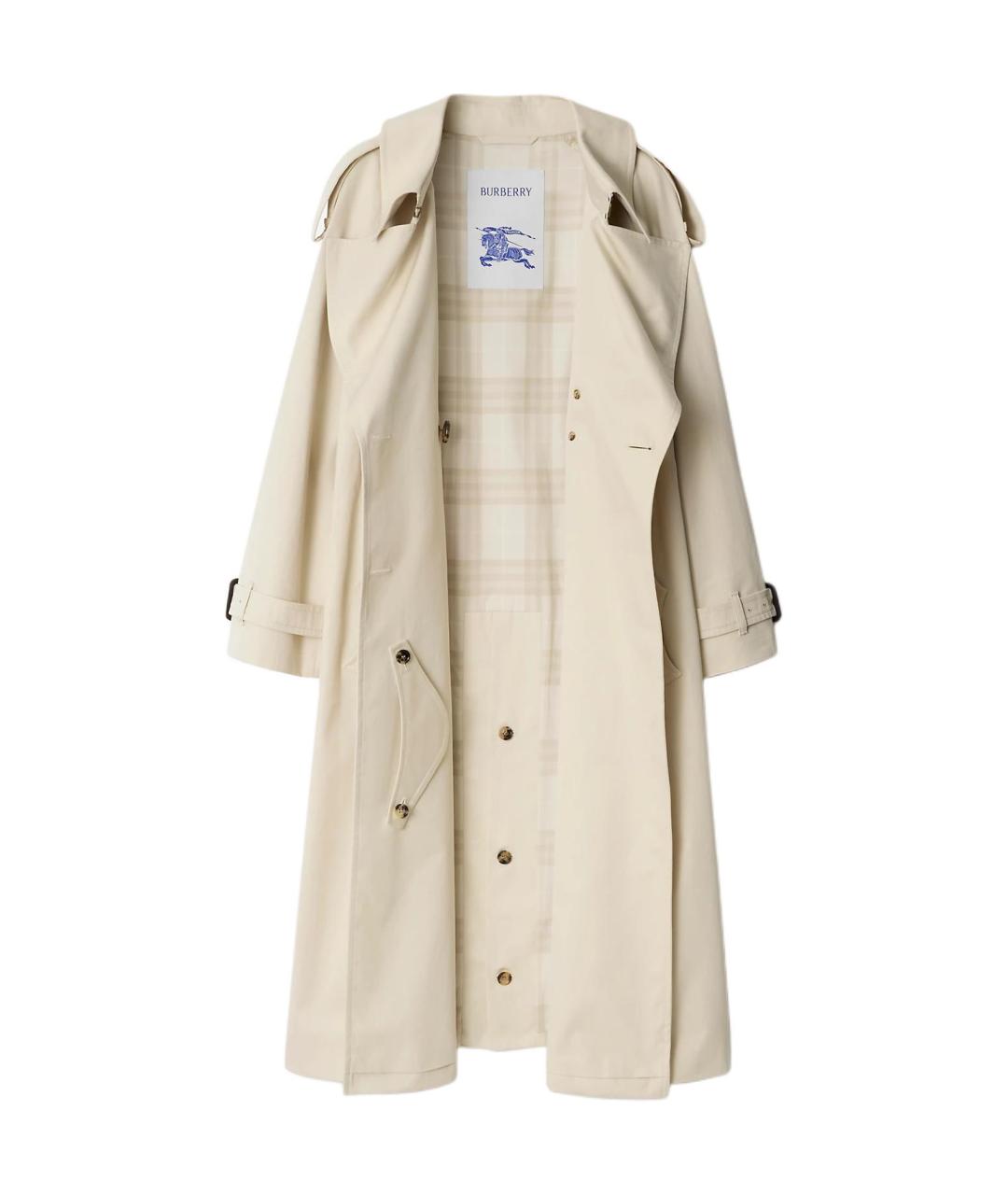 BURBERRY Бежевый хлопковый тренч/плащ, фото 2