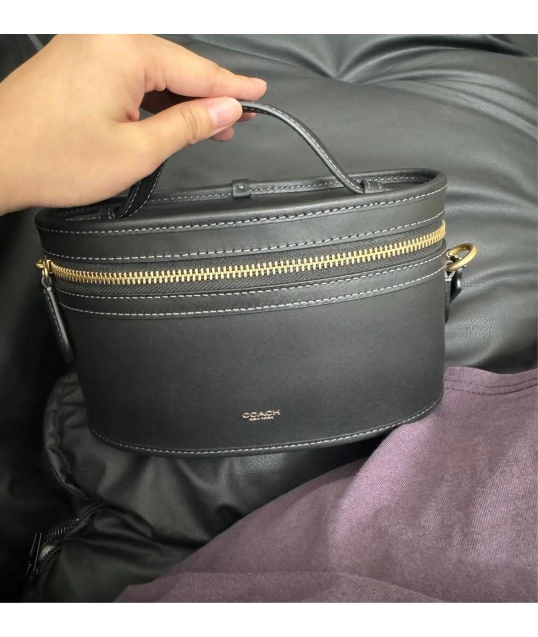 COACH Черная кожаная сумка через плечо, фото 5