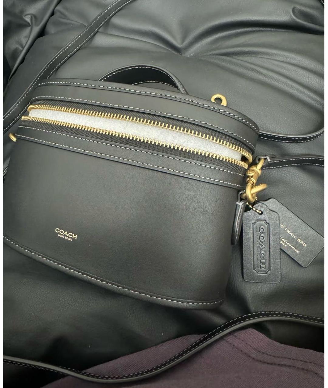 COACH Черная кожаная сумка через плечо, фото 6