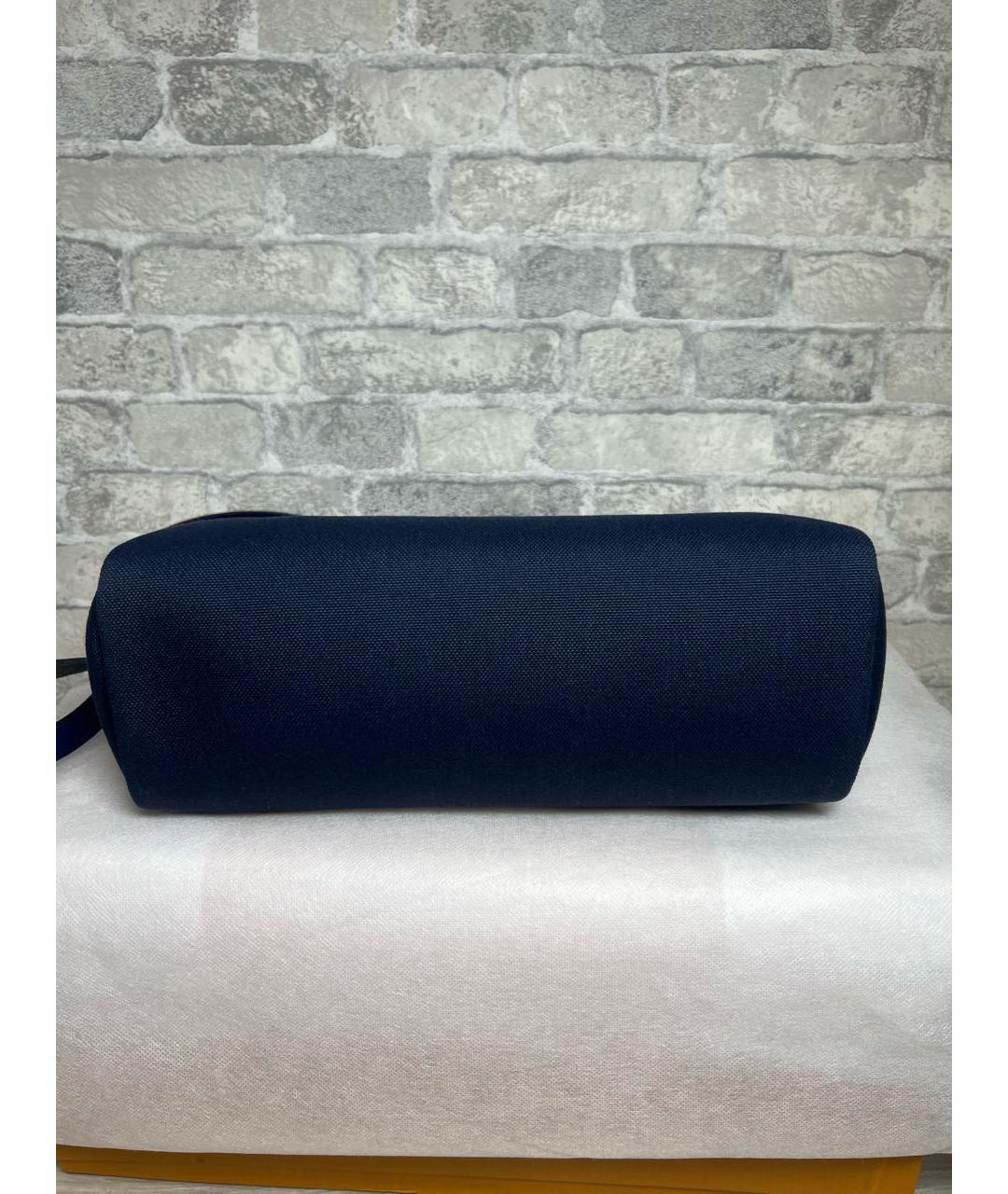 HERMES Темно-синяя кожаная сумка с короткими ручками, фото 6