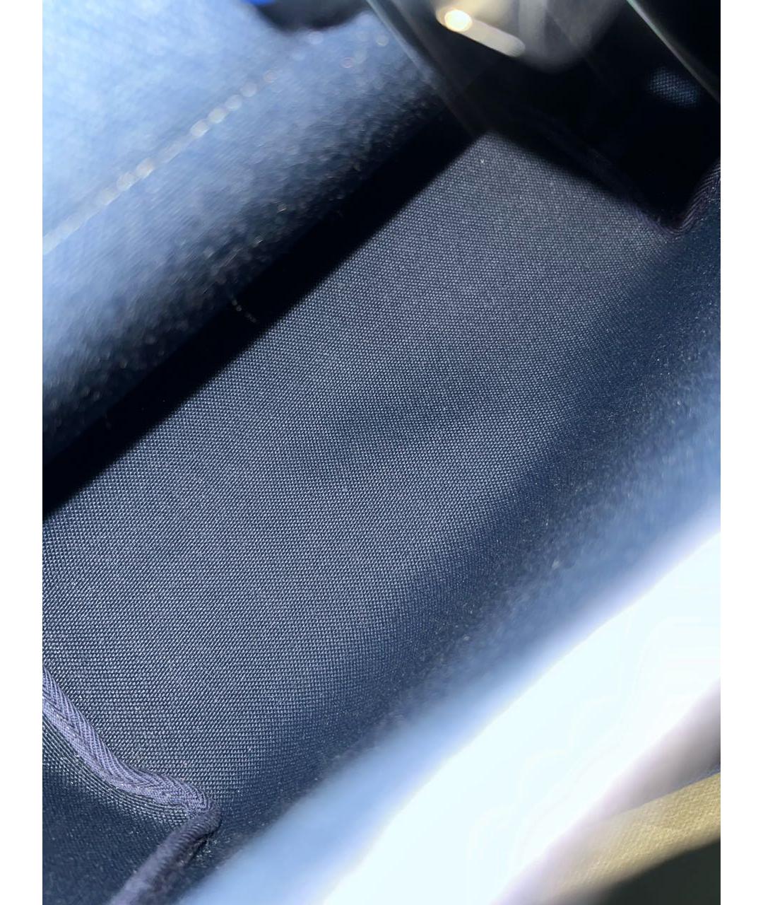 HERMES Темно-синяя кожаная сумка с короткими ручками, фото 8