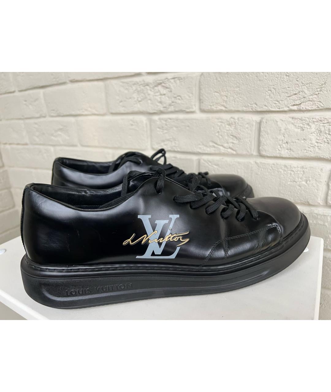LOUIS VUITTON Черные кожаные низкие кроссовки / кеды, фото 9