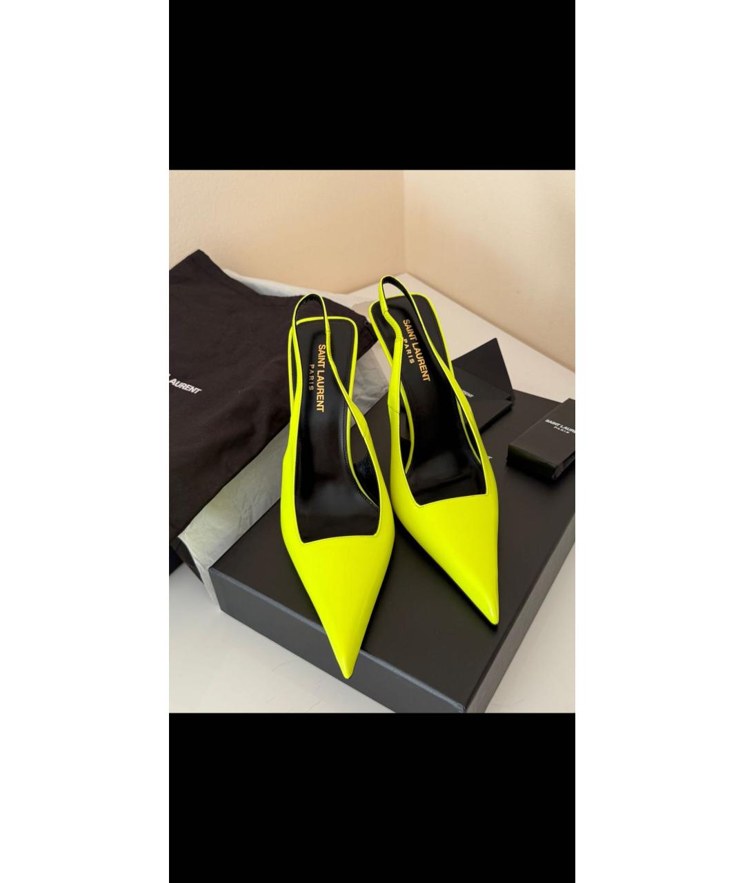 SAINT LAURENT Желтые босоножки из лакированной кожи, фото 2