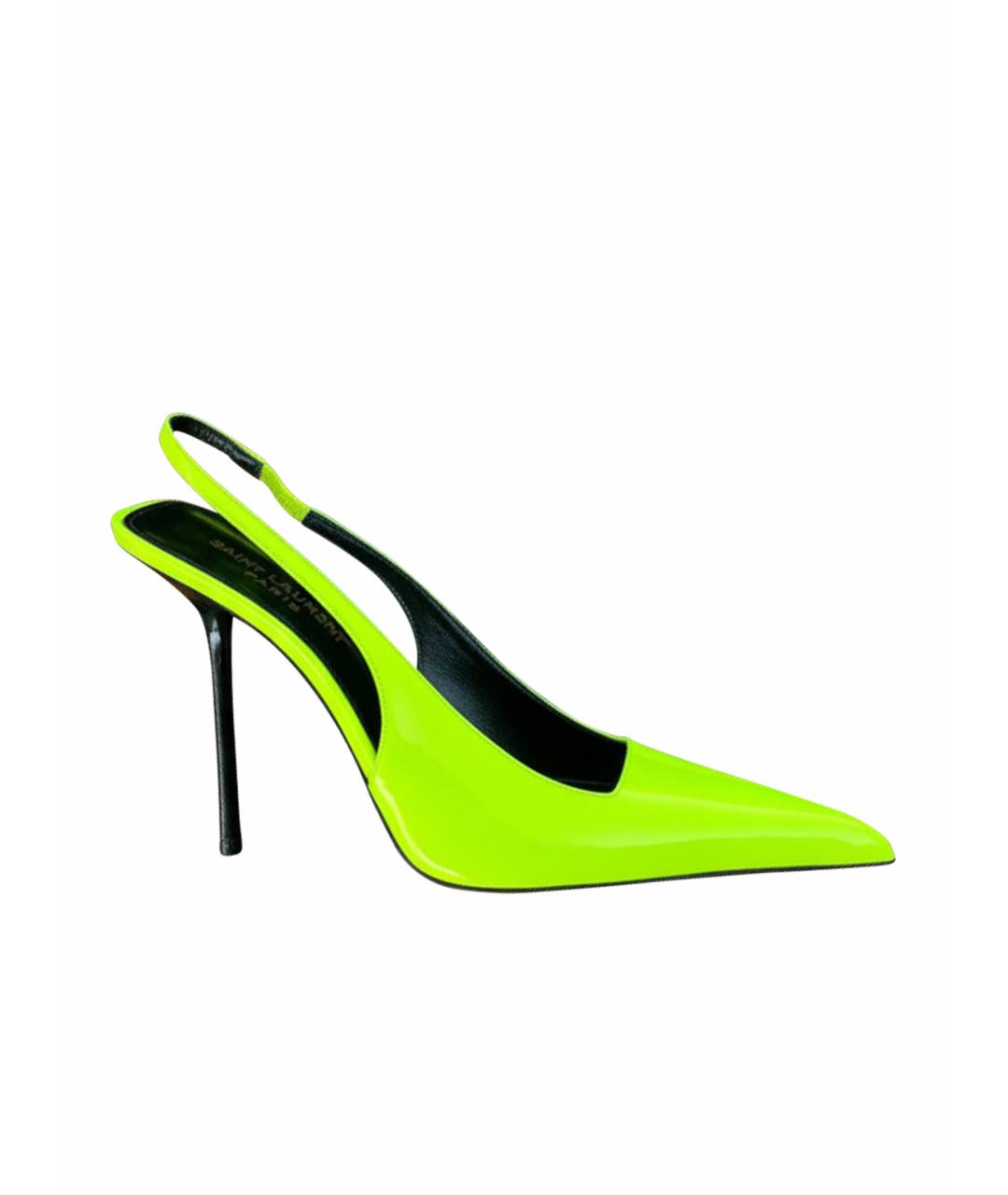 SAINT LAURENT Желтые босоножки из лакированной кожи, фото 5