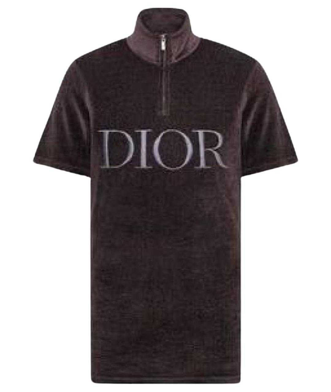 CHRISTIAN DIOR Коричневая вискозная футболка, фото 1