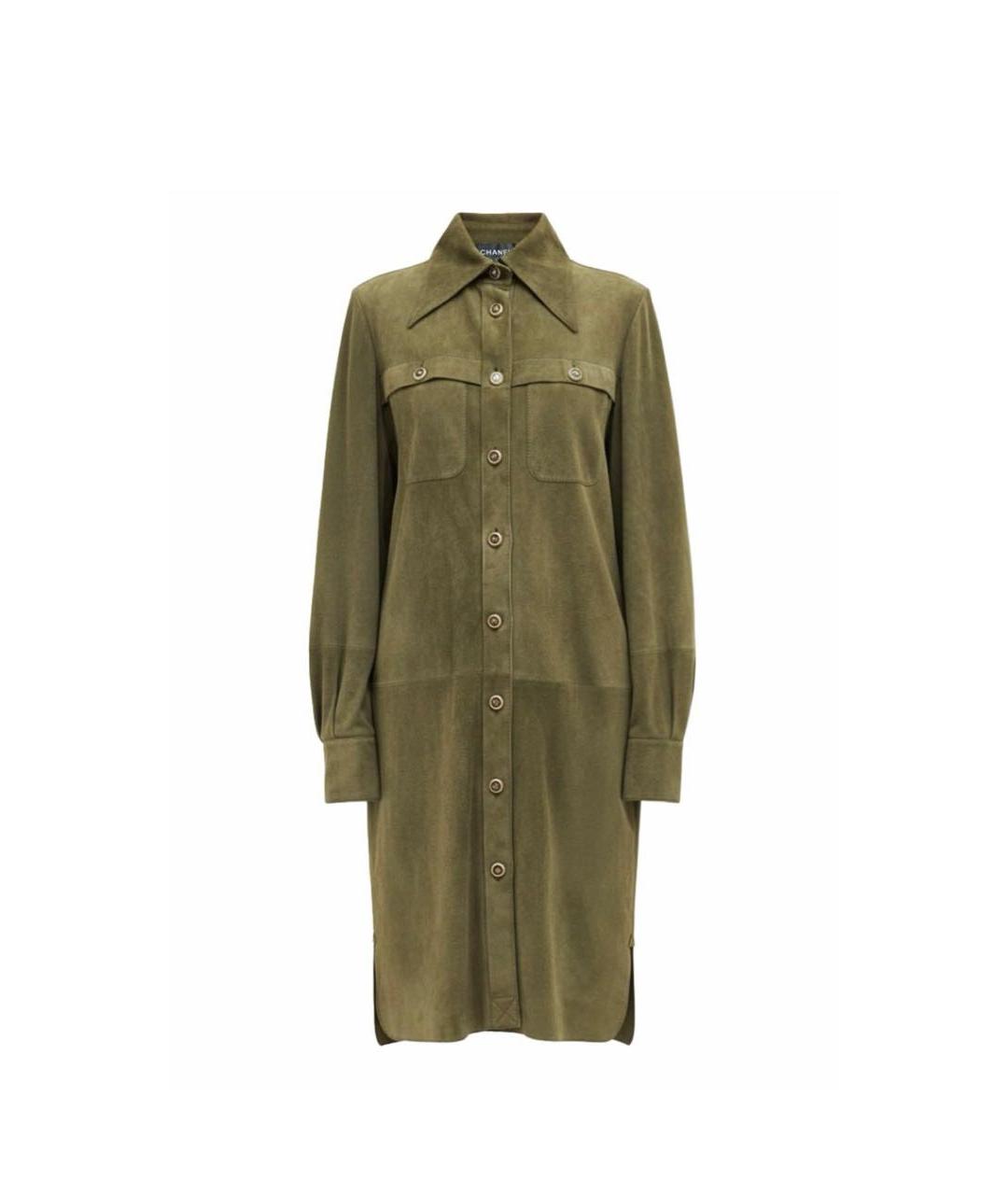 CHANEL Хаки замшевый тренч/плащ, фото 7